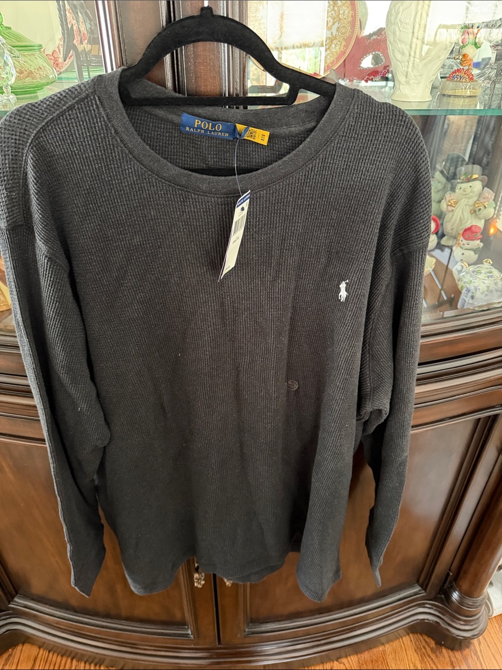 Polo by Ralph Lauren Men’s Black Waffle Thermal Long-Sleeve Shirt